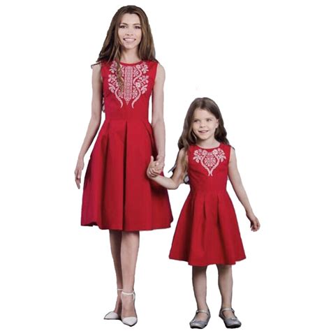 Vestidos Para Madre E Hija 2019 Chaleco Rojo Ropa Para Mamá Y Yo
