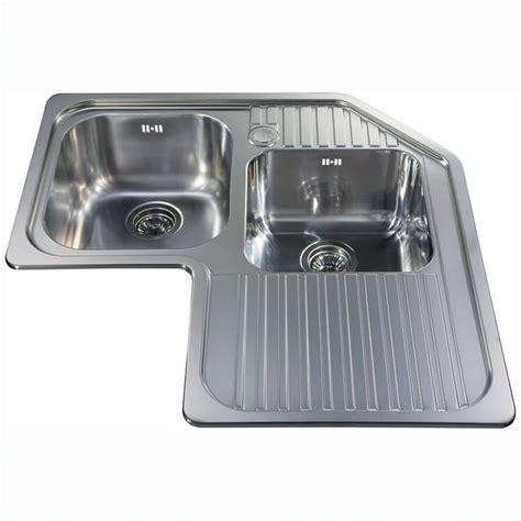 Stainless Steel Corner Kitchen Sink With Drainboard Douroubi