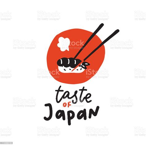 Taste Of Japan Funny Hand Drawn Sushi Illustration Vector Stock