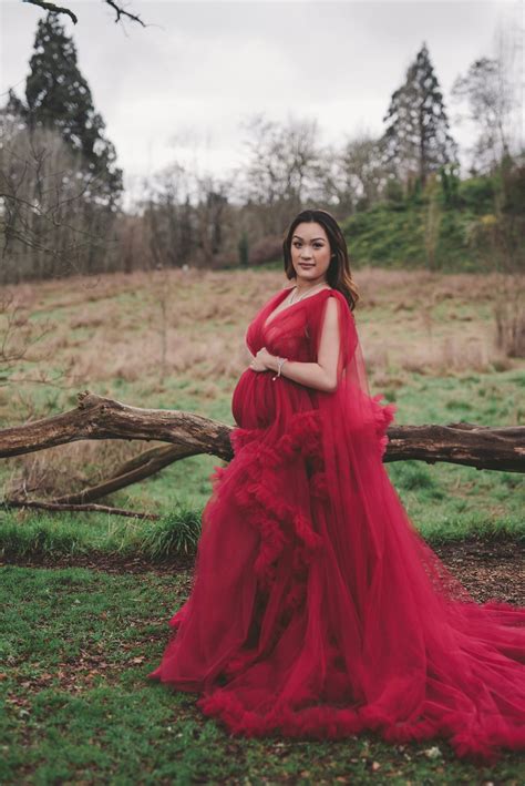 Red Tulle Maternity Dress For Photo Shoots Maternity Etsy