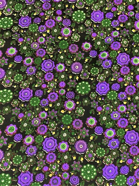 Purple Green Floral Quilting Craft Cotton Poly Print Woven Fabric 55