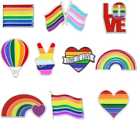 10pcs Rainbow Gay Pride Pins Lgbt Love Is Love Brooch Pin For Parade Celebrations Party Festival
