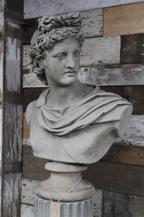 Apollo Belvedere Greek God Reclaimed Stone Bust On Corinthian Capitol
