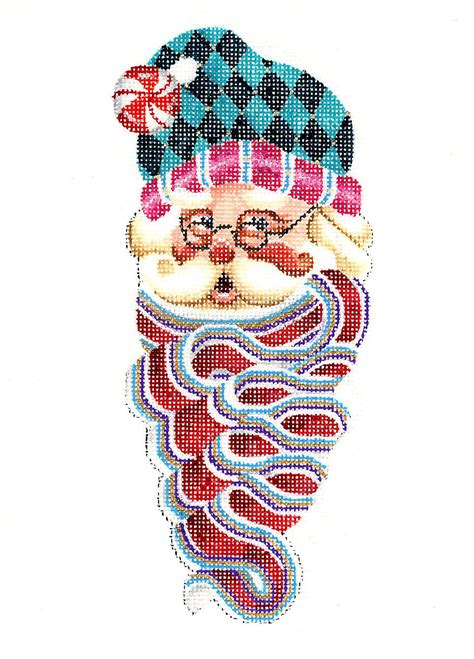 needlepoint santa in peppermint red green white etsy needlepoint christmas needlepoint kits