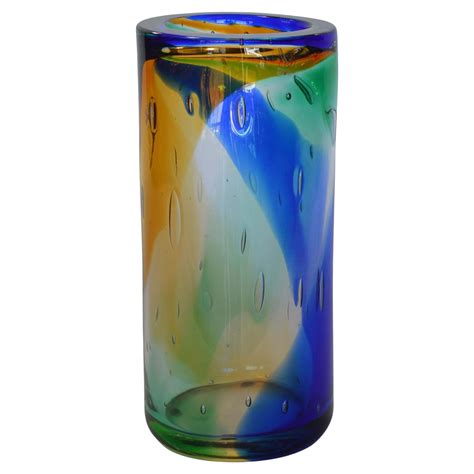 Mid Century Modern Signed Luigi Camozzo Iridescent Amber Murano Art Glass Vase At 1stdibs