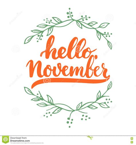 Hand Drawn Typography Lettering Phrase Hello November Isolated On The