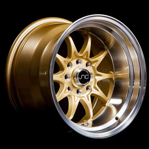 For 15x9 Inch 1 Single Wheel Only Jnc Wheels 15 Jnc003 Gold Machined Lip Rim 4x1004x114