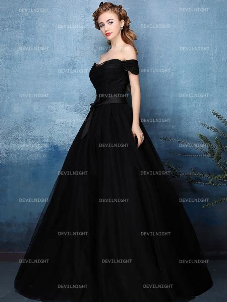Black Off The Shoulder Princess Style Gothic Wedding Dress Devilnight