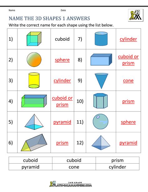 3d Shape Worksheets 1st Grade