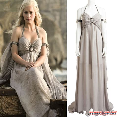 game of thrones cosplay daenerys targaryen mother of dragons grey dress original costume deluxe