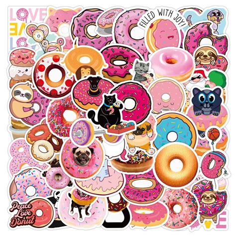 Cute Animal Donuts Stickers Etsy