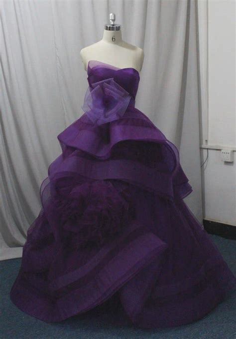 Strapless Purple Ball Gowns With Tiered Skirt Darius Designs