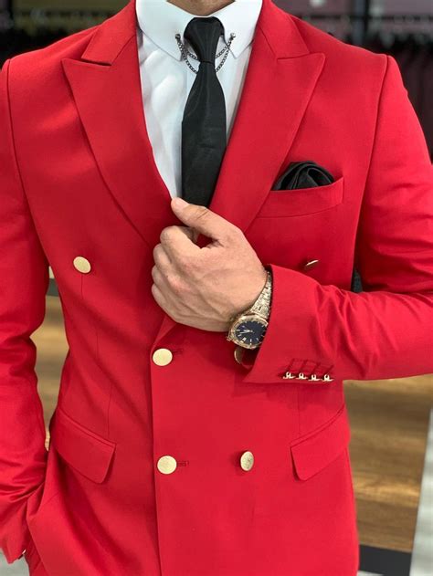 buy red slim fit double breasted suit by bespokedailyshop suits red suit double breasted