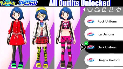 All Outfits And Costumes Unlocked Showcase Pokemon Sword And Shield Customization Youtube