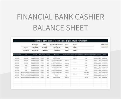 Financial Bank Cashier Balance Sheet Excel Template And Google Sheets