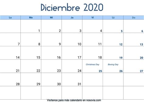 Calendario Diciembre 2020 Con Festivos Imprimible
