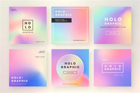 30 Free Beautiful Holographic Gradient Graphics Freebik