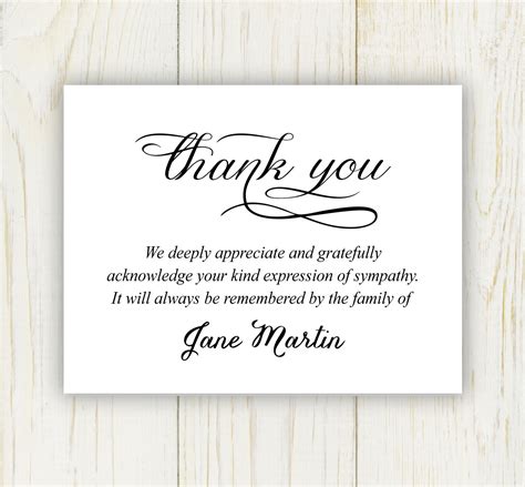 Funeral Thank You Card Digital file sympathy thank you