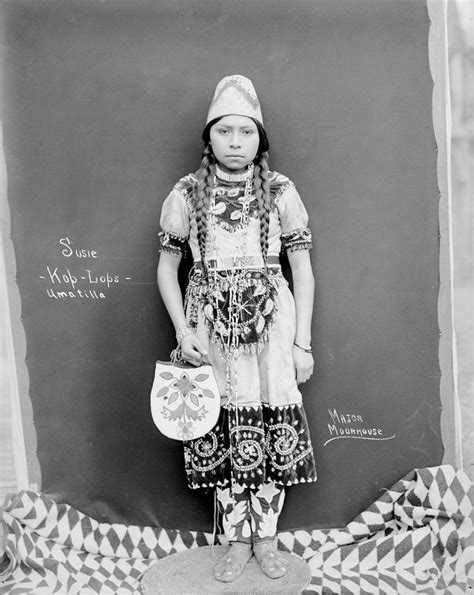 Susie Kop Lops Umatilla In Native Dress With Ornaments And Hat And Holding Bag  American