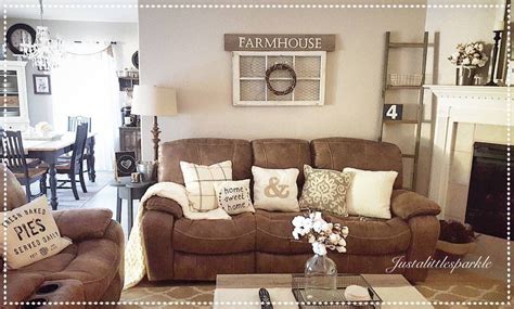 As this living room shows, brown and blue are a match made in heaven! Living room,rustic family room, farmhouse, ladder ...