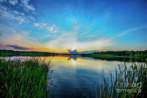 Sunset Over Quiet Lake Photograph By David Arment Fine Art America