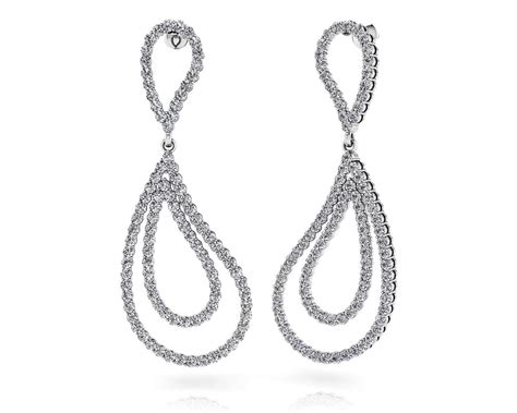 Curvy Teardrop Diamond Drop Earrings