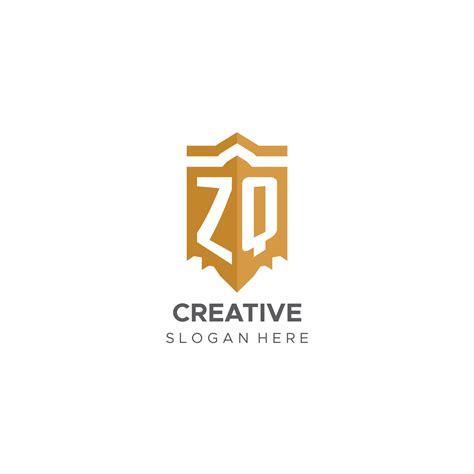 Monogram Zq Logo With Shield Geometric Shape Elegant Luxury Initial
