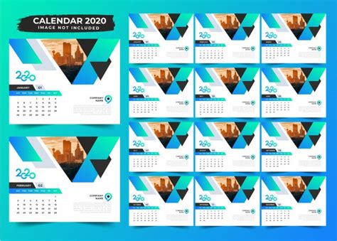 Premium Vector Simple Gradient Desk Calendar Design 2020