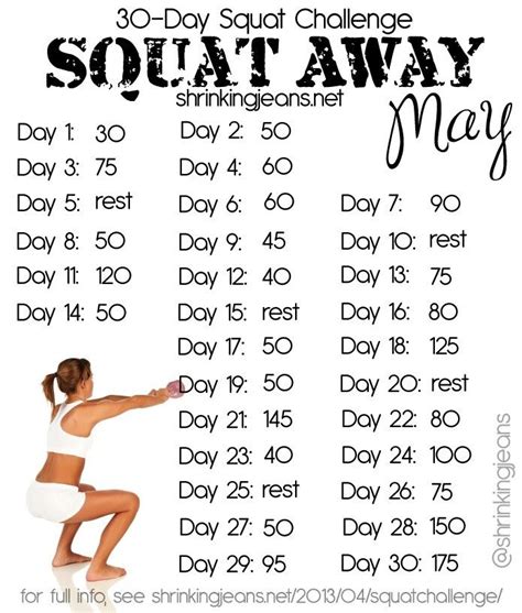 30 Day Squat Challenge Exercises Challenges For Beginners Squat