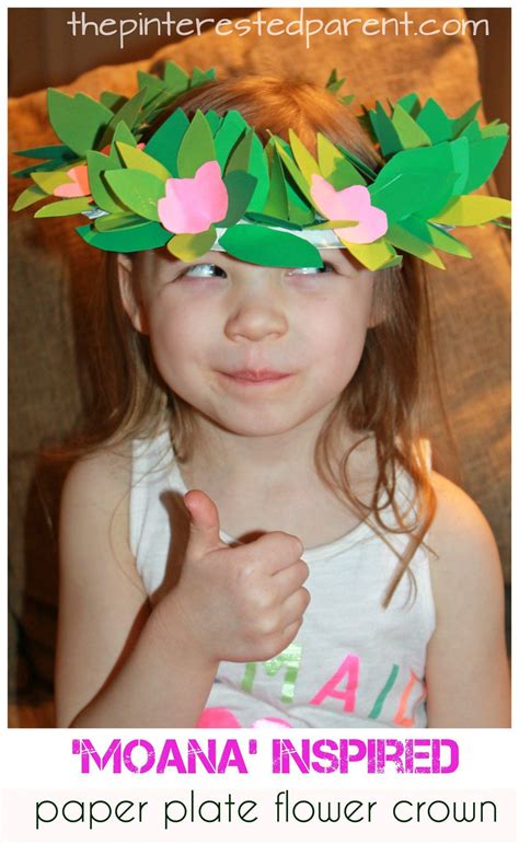 Moana Inspired Paper Plate Flower Crown The Pinterested Parent Moana Crafts Hawaiian