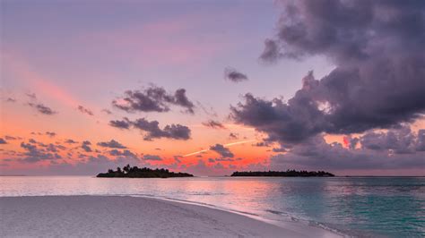 Download 2560x1440 Wallpaper Beach Island Sunset Clouds Nature