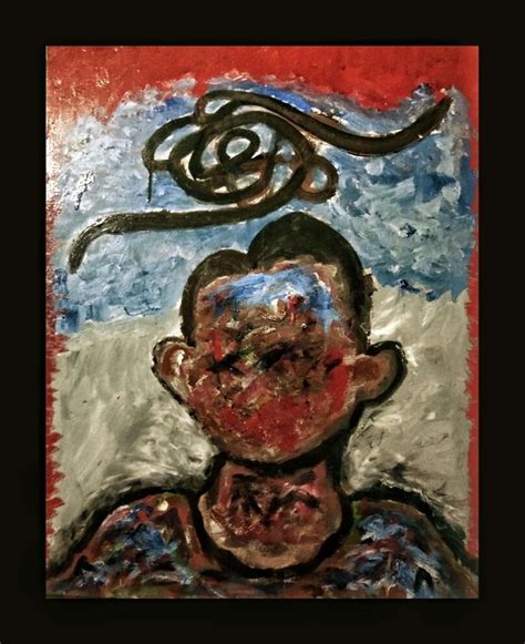 An Abstract Painting Of A Man S Face With A Spiral On His Head And The
