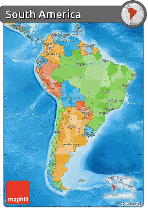 Free Political Map Of South America Political Shades Outside