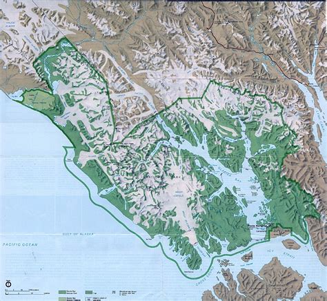 Glacier Bay National Shaded Relief Park Map Alaska United States