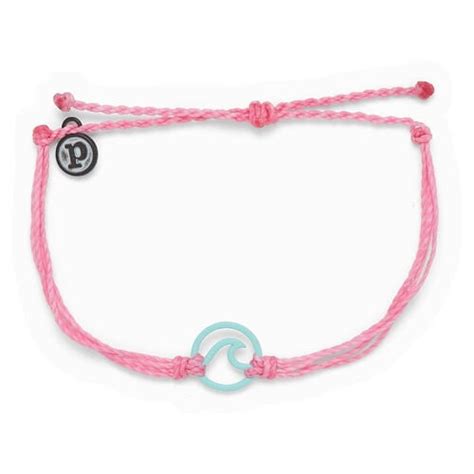 Pura Vida Pink With Blue Enamel Wave Charm Bracelet