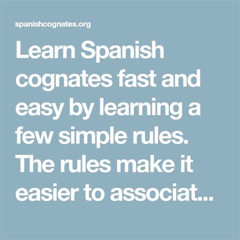 Learn Spanish Cognates Fast And Easy By Learning A Few Simple Rules