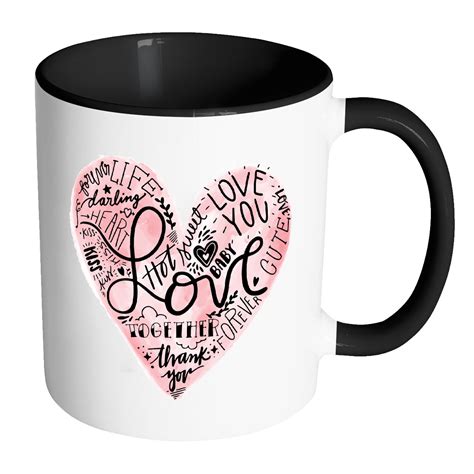 HEART FULL OF LOVE WORDS Color Accent Coffee Mug - Accent ...