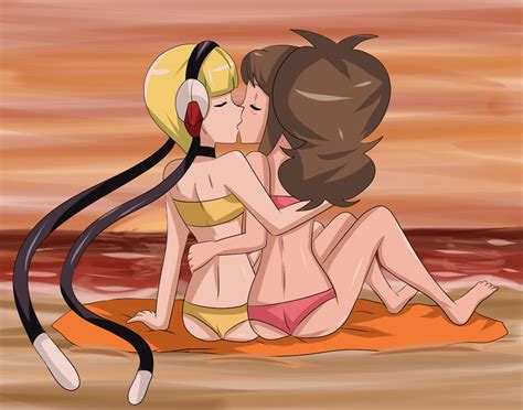 Rule 34 Bikini Elesa Pokemon Female Female Only Hikariangelove Hilda Pokemon Human Kissing
