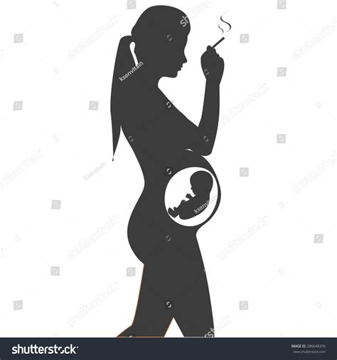 silhouette of smoking during pregnancy on a white background the shadow of a smoking pregnant