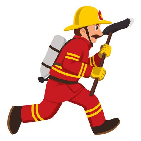 Firefighter Running With Axe Transparent Png And Svg Vector File