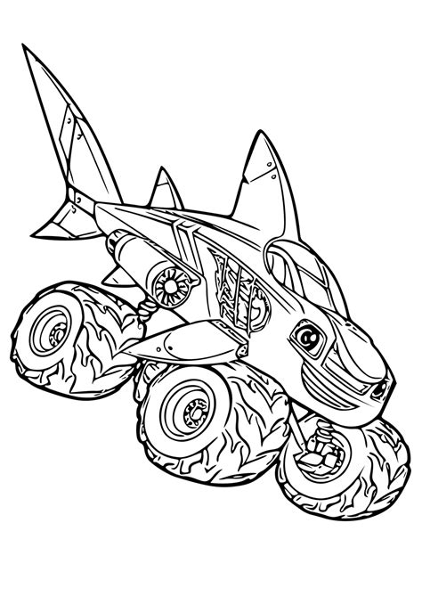 Free Printable Blaze And The Monster Machines Shark Coloring Page For