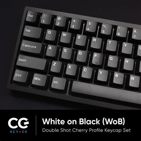Minimal White On Black Wob Double Shot Cherry Profile Keycap Set