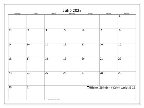 Calendario Julio De 2023 Para Imprimir “44ds” Michel Zbinden Pr