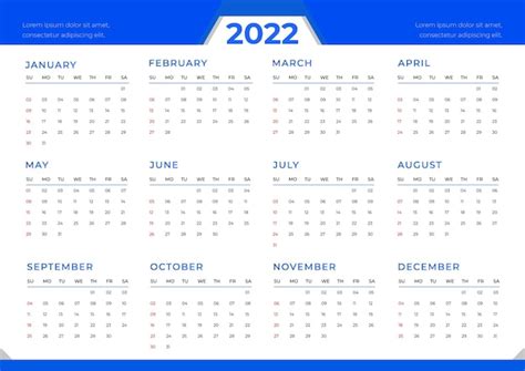 Premium Vector 2022 Calendar Design Template