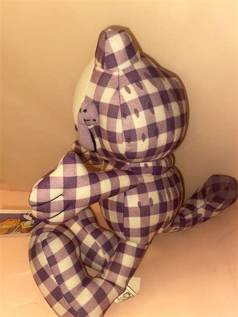 Garfield Cat Toy Factory Plush Purple Checkered Gingham Shabby Chic