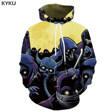 Kyku 3d Hoodies Skull Hoodie Men Skeleton Hoody Anime War Hoodie Print