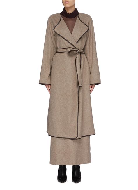 Helga Belted Contrast Border Cashmere Coat By The Row Coshio Online Shop