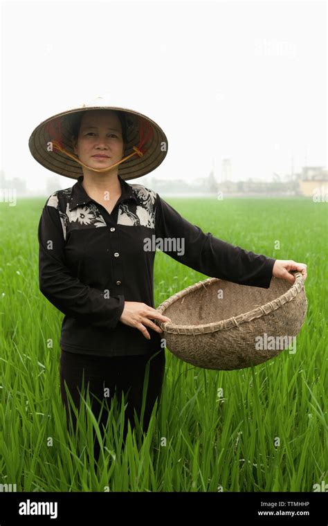 Vietnam Hanoi Countryside Portrait Of Rice Farmer Nguyen Thi Ha In