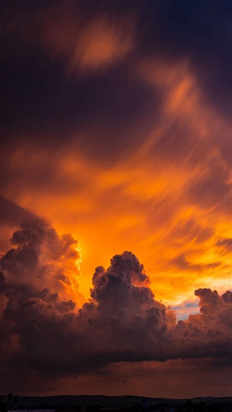 Wallpaper Golden Clouds Sunset Sky Evening Free Wallpapers For