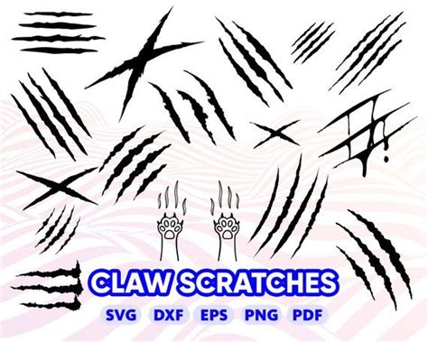Claw Scratch Svgdinosaur Claw Mark Svganimal Claw Scratch Svg Stencil